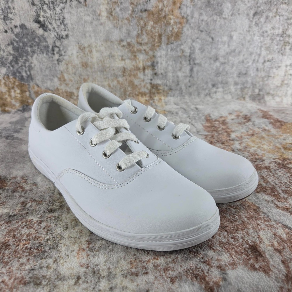 Grasshoppers Windsor White Faux Leather Ortholite Sneakers Womens 8.5 M EH56706